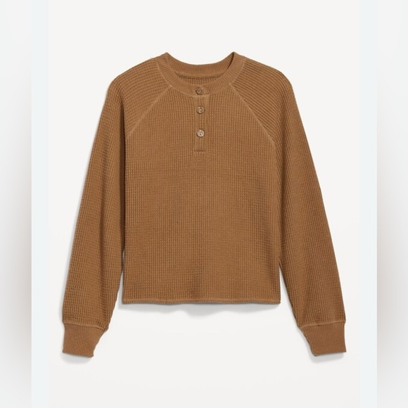 Old Navy | Carmel Waffle Kint Long Sleeve Top - Picture 3 of 8